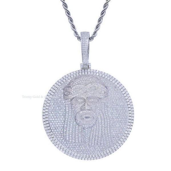 THE FACE OF Jesus Circle Pendant • Moissanite Diamond • Hip Hop Pendant Custom • Perfect Personalized Christmas Gifts • Without Chain •