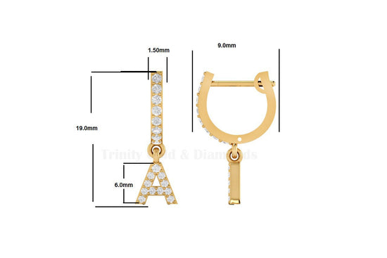 Initial Earrings Dangle Initial Moissanite Earrings for Girls Initial Earrings Hoops Initial Earrings Personalized Initial Dangle Earrings