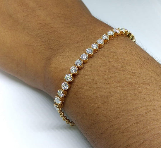 MOISSANITE BOLO BRACELET, Real Moissanite Diamond Bolo Adjustable Bracelet In Sterling silver With 14kt Gold finish/Wedding Diamond Bracelet