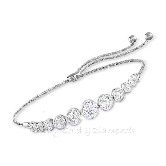 Bolo Bracelet For Women • 3.0Ct ROUND Cut Lab Grown Diamond Bezel Set Adjustable Bolo Bracelet• Anniversary/Christmas/Thanksgiving Gift •