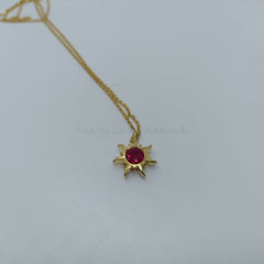 SUN NECKLACE Natural RUBY Birthstone Sterling Silver Sun Necklace, Birthstone Dainty Minimalist Necklaces,  All Gemstone/Birthstones Options