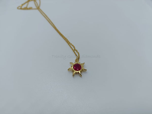 SUN NECKLACE Natural RUBY Birthstone Sterling Silver Sun Necklace, Birthstone Dainty Minimalist Necklaces,  All Gemstone/Birthstones Options
