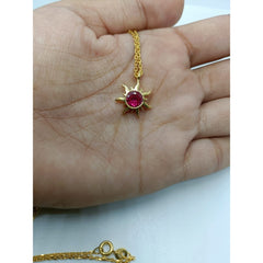 SUN NECKLACE Natural RUBY Birthstone Sterling Silver Sun Necklace, Birthstone Dainty Minimalist Necklaces,  All Gemstone/Birthstones Options