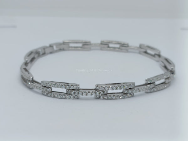 3.0CT Real Moissanite Diamond Bracelet For Women Link Bracelet, Pave TENNIS RECTANGULAR Link Art Deco Moissanite Bracelet, Christmas Gift