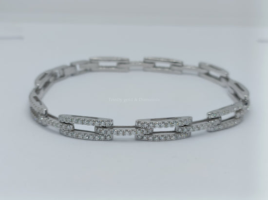 3.0CT Real Moissanite Diamond Bracelet For Women Link Bracelet, Pave TENNIS RECTANGULAR Link Art Deco Moissanite Bracelet, Christmas Gift