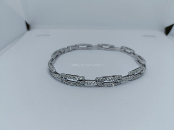 3.0CT Real Moissanite Diamond Bracelet For Women Link Bracelet, Pave TENNIS RECTANGULAR Link Art Deco Moissanite Bracelet, Christmas Gift