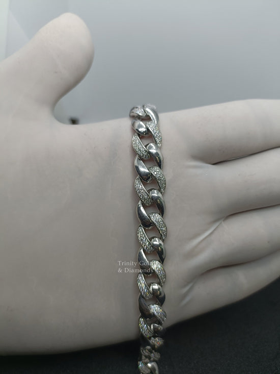 Miami Cuban Link Bracelet, Alternative Diamond link Bracelet, Rapper Bracelet- Urban Style, Gift for Him Size can be Customized