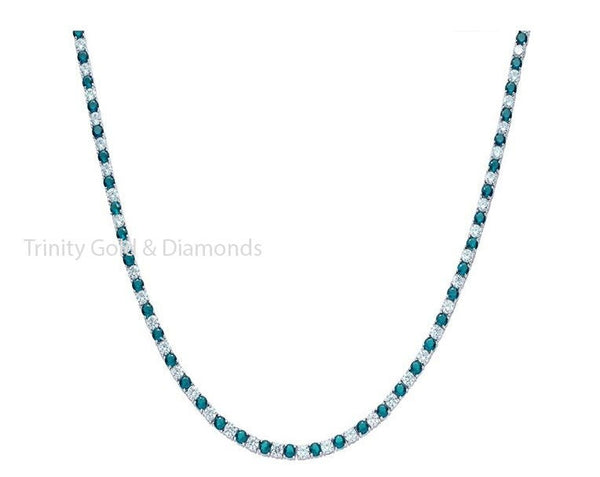 3.0mm Tennis Necklace For Women • Blue Sapphire And White Moissanite Diamond Tennis Necklace • Perfect Anniversary or Wedding Gift • 18-22