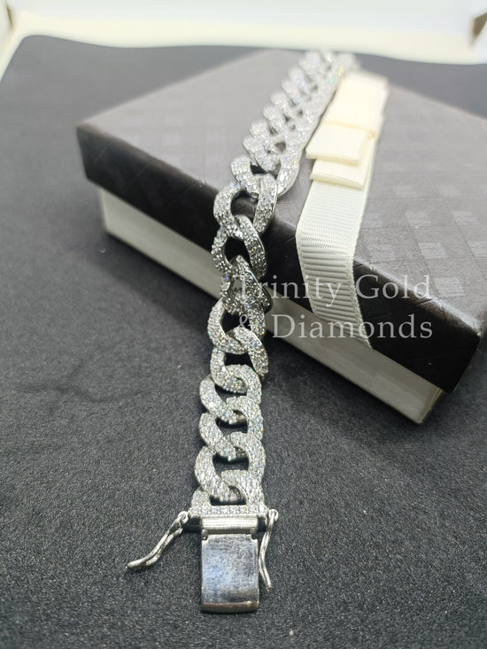 Moissanite Cuban Bracelet For Men • Hip-hop Diamond Bracelet for Him • Urban statement Bracelet • 12mm Width • Perfect Gift for Him