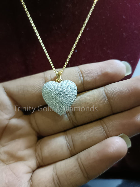 MOISSANITE DIAMOND HEART Pendant • Pave Diamond Heart Pendant • Gift For Women Necklace • Valentine Heart Jewelry • Best Friend Gift •