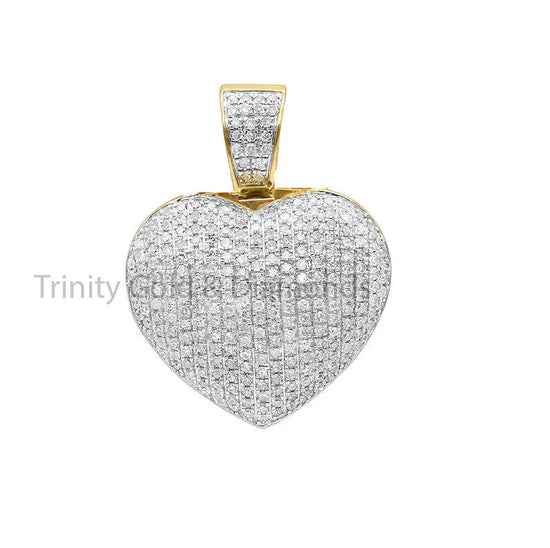 Pave Moissanite Heart Pendant, Handmade Moissanite Diamond Pendant , Sterling silver heart Pendant, Pave Diamond Pendant for Women