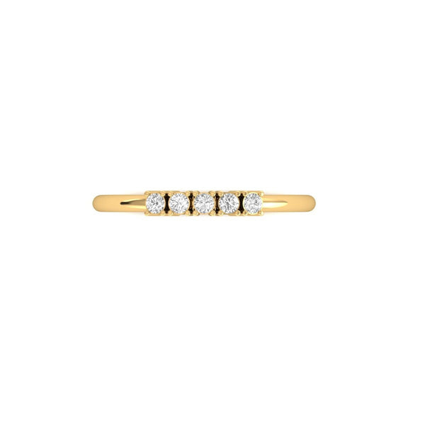 0.15CT Dainty Five Stone Diamond Ring • 14K Yellow Gold Plated Minimalist Promise Ring • Handmade Gift