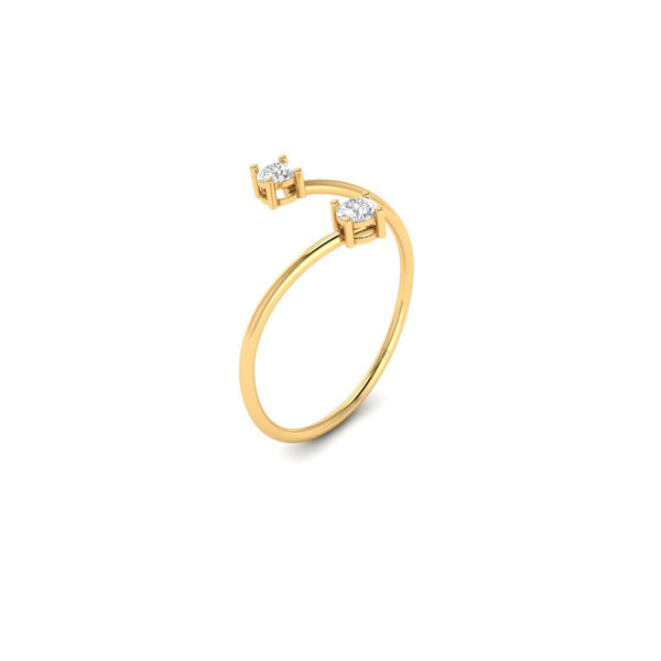 0.75CT Bypass Diamond Ring/ Promise Ring/ Engagement Ring/ 14k Yellow Gold Plated/ Anniversay Gift/ Silver Ring/ Hadmade Ring/ Gift For Mom