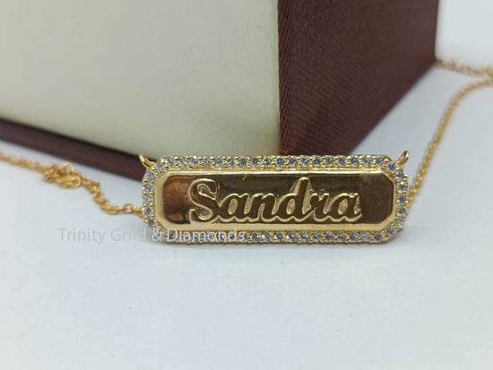 Moissanite Pave Script Name Necklace • Personalized Dainty Necklace with Cable Chain • Perfect Gift for Her