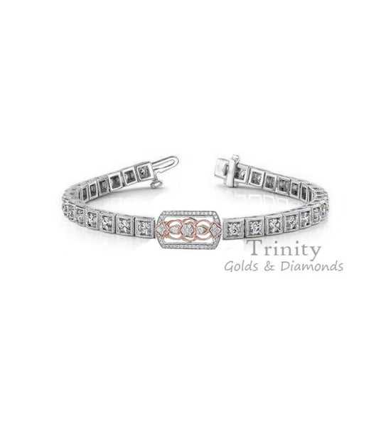 Art Deco Vintage-Inspired Tennis Bracelet • 14KT Gold Plated Square Diamond Box Bracelet • Perfect Gift for Her
