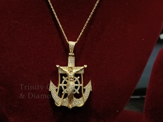 Jesus Anchor Charm • Ship Anchor Jesus Pendant • Hip Hop Pendant • Moissanite Jesus Anchor Charm Diamond Perfect Gift for HIM and Her