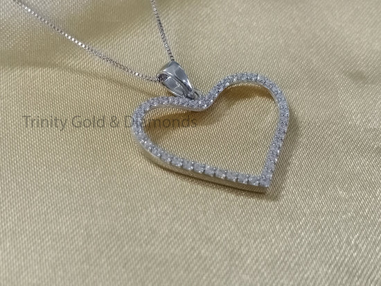 Open Heart Pendant • Moissanite Diamond Heart Pendant for Women with Box Chain • Perfect Gift for Her