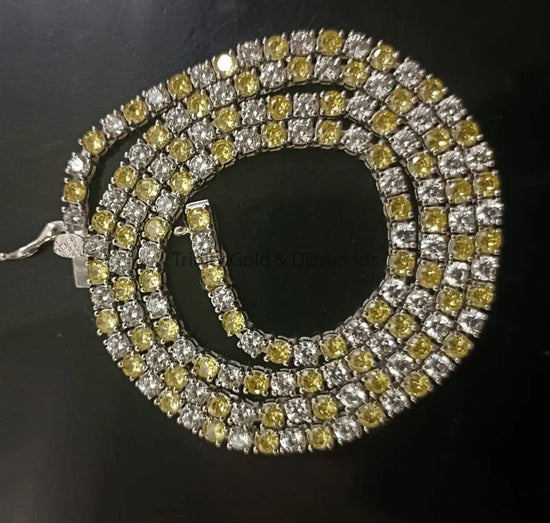 Canary Yellow Diamond Tennis Necklace, Handmade Citrine Tennis Necklace, Bridal Anniversary Gift, Tennis Necklace Gift for Mom