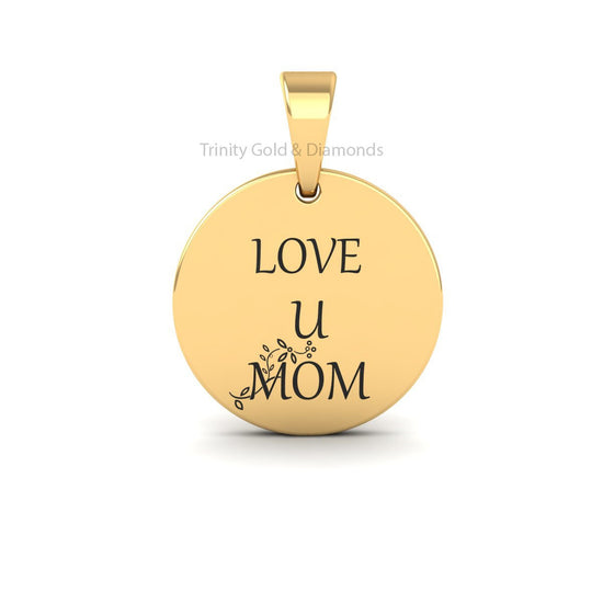 Engraved Necklace | Personalized Love you Mom Engraved Jewelry | Gift Ideas | Personalized Gift | Love Charm | Charm Pendant | Lucky Charm