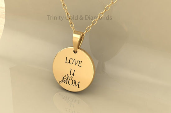 Engraved Necklace | Personalized Love you Mom Engraved Jewelry | Gift Ideas | Personalized Gift | Love Charm | Charm Pendant | Lucky Charm