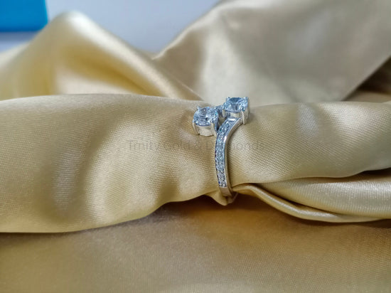 Bypass Ring For Women | Two Stone Moissanite Diamond Engagement Ring for Women With GRA Certificate | Perfect Gift for Her