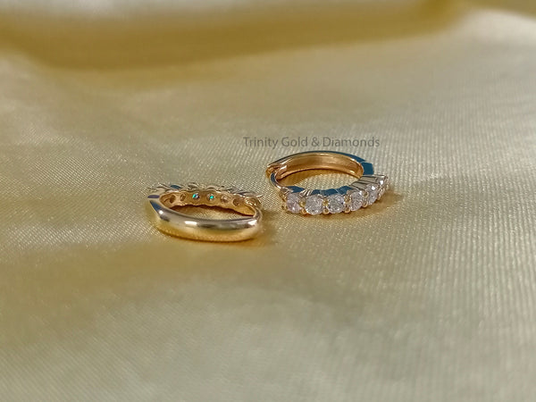 Hoop Earrings • Moissanite Diamond Hoop Huggies Earrings for Women • Classic Single Row Hoop Earrings For Her•  Perfect Gifts