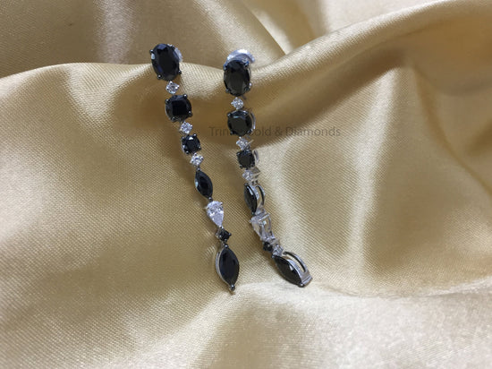 Chandelier earrings • 2.30 Ct Black Diamond Women&