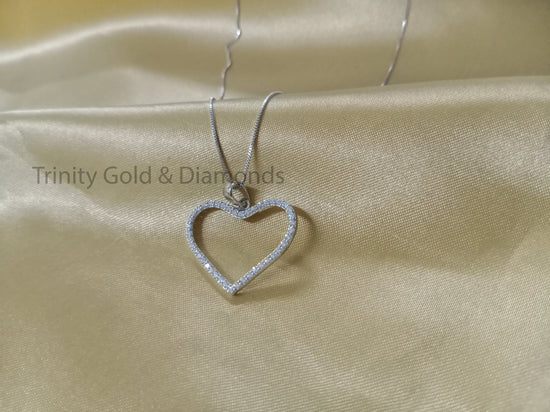 Open Heart Pendant • Moissanite Diamond Heart Pendant for Women with Box Chain • Perfect Gift for Her