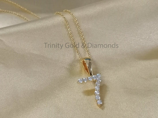 Number Pendant • Moissanite Diamond Number 7 pendant • Lucky Number Pendant • Perfect Gift for Girl • Perfect Birthday Gift • Statement Gift