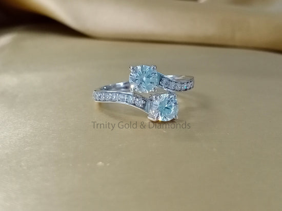 Bypass Ring For Women | Two Stone Moissanite Diamond Engagement Ring for Women With GRA Certificate | Perfect Gift for Her