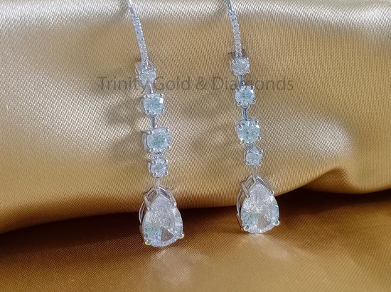 Dangle Earrings • Chandelier Earrings • Pear Shape and Round Diamond Earrings for Women • Anniversary Gift for Women •