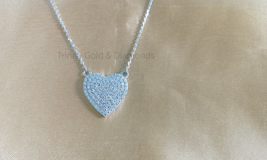 Diamond Heart Necklace  • Pave Lab Grown Diamond Heart Pendant • Gift For Women Necklace • Classic Heart Jewelry • Perfect Gift for Women