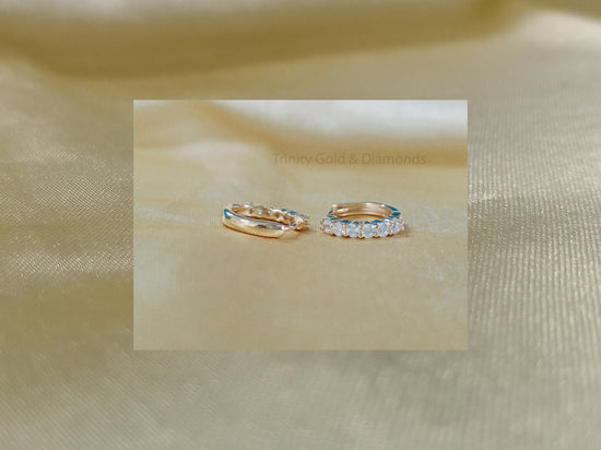 Hoop Earrings • Moissanite Diamond Hoop Huggies Earrings for Women • Classic Single Row Hoop Earrings For Her•  Perfect Gifts