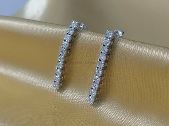 Chandelier earrings • Single Row Moissanite Diamond Dangle Earring For Women • Silver Tennis Earring for Women • Gift For Her •
