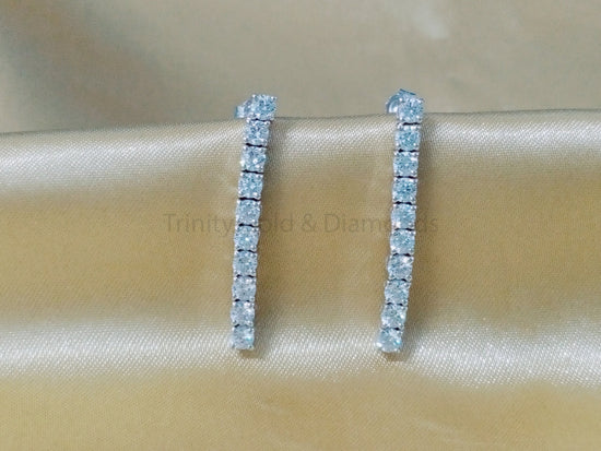 Chandelier earrings • Single Row Moissanite Diamond Dangle Earring For Women • Silver Tennis Earring for Women • Gift For Her •