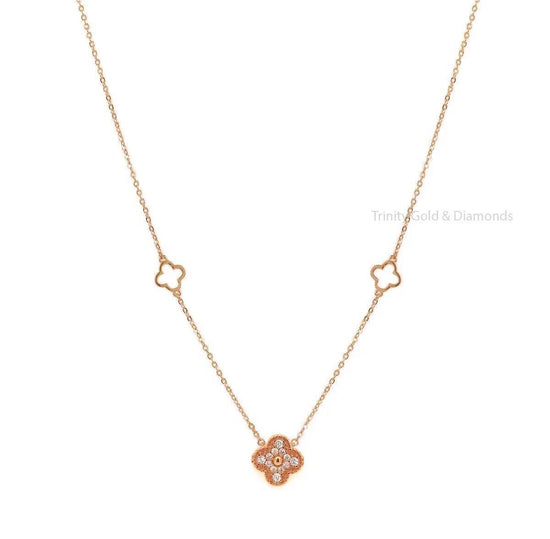 Clover Shape Necklace For Women • Chain Layered Necklace • Perfect Gift For Women • Size-16-24 Inches • With Fish Lock • Moissanite Necklace
