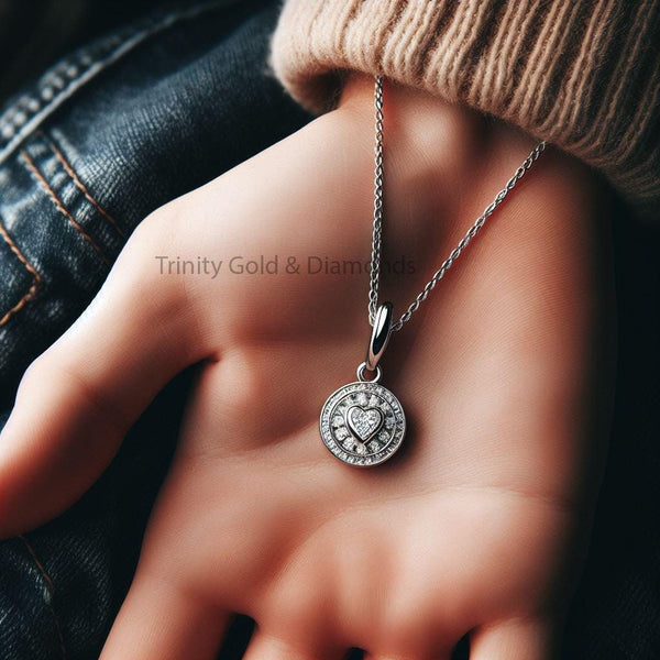 Small Heart Pendant for Women • Diamond Heart Pendant Necklace for Women • Gold coin • Medalian Heart Pendant • Perfect Gift for women •