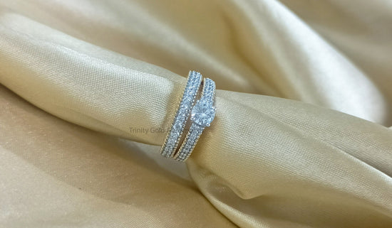 Bridal Set • Engagement Ring and Wedding Band for Women • Wedding Set • Anniversary Gift for • Moissanite Bridal Set • Vintage Birdal Set