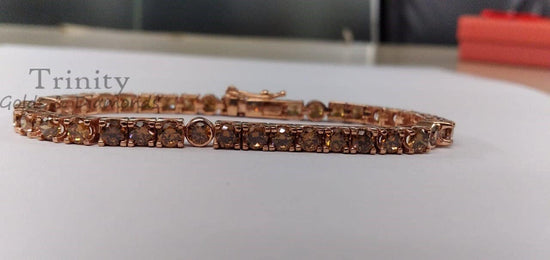 5.0Ct Brown Gemstone Tennis Bracelet • Gemstone Bracelet for Women • Four Prong Box Bracelet• Perfect Anniversary Gift for Her
