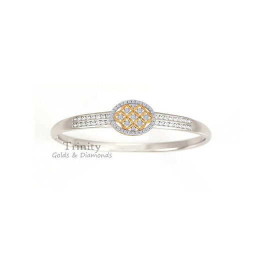 Bangle Bracelet for women • Two tone oval Hinged Bangle • Diamond Bangle • Gold Bangle • Anniversary Gift For Women