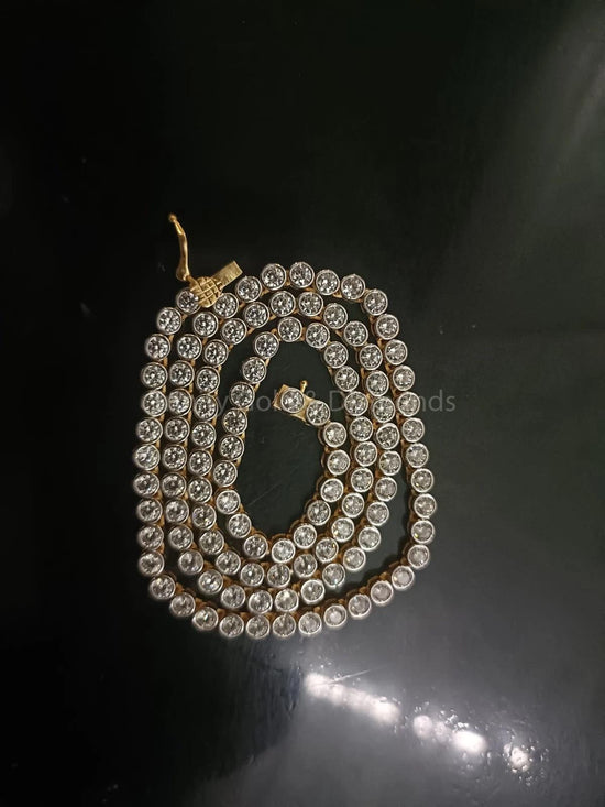 3MM BEZEL Set Moissanite Diamond Tennis Necklace For Women, Tennis Necklace, Mothers Day Gift, 14KT Yellow Gold Plated