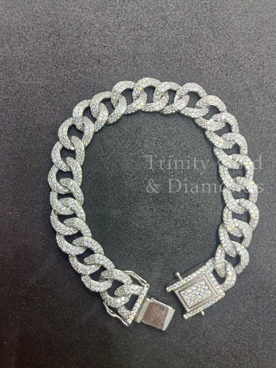 Moissanite Cuban Bracelet For Men • Hip-hop Diamond Bracelet for Him • Urban statement Bracelet • 12mm Width • Perfect Gift for Him