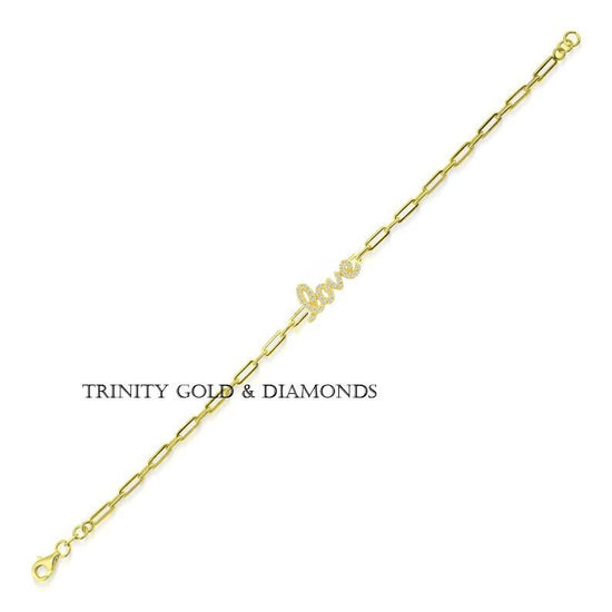 Paper clip bracelet for women • Love Charm for Women • Moissanite Diamond Paperclip link bracelet • Birthday Gift for Girl • Personalized