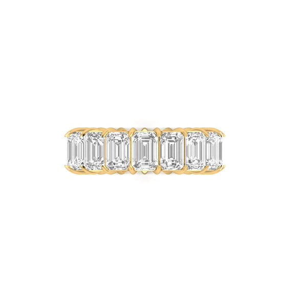 Lab Grown Emerald Cut Eternity Ring for Women • Full Eternity Ring • Gold Eternity Ring • Shared Prong Eternity Ring • Anniversary Gift