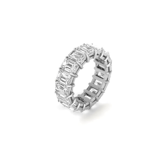 Lab Grown Emerald Cut Eternity Ring for Women • Full Eternity Ring • Gold Eternity Ring • Shared Prong Eternity Ring • Anniversary Gift