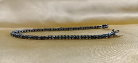 Tennis Bracelet For Women • Black Diamond Silver Tennis Bracelet • Diamond Tennis Bracelet • Anniversary Gift • Size-7"• Statement Bracelet