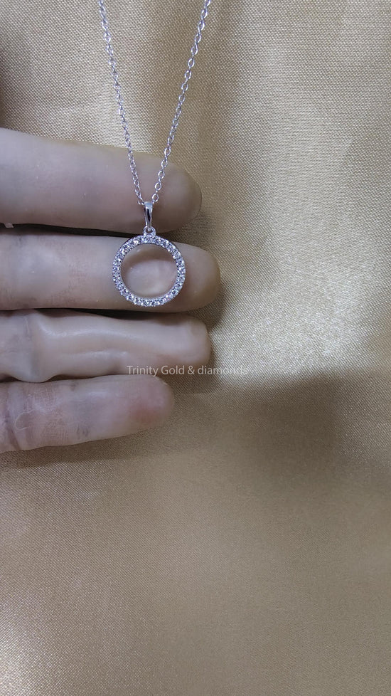 Circle Diamond Pendant for Her • Moissanite Dainty Diamond Pendant for Girl • Minimalist Jewelry • Classic Geometric Jewelry • Birthday Gift