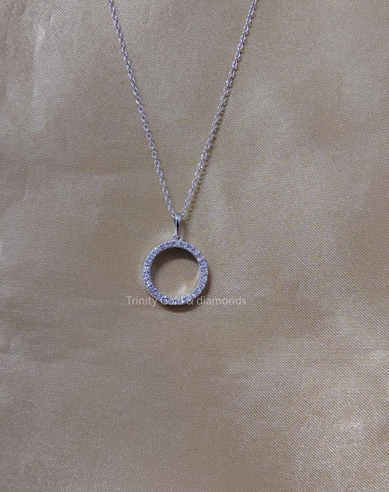 Circle Diamond Pendant for Her • Moissanite Dainty Diamond Pendant for Girl • Minimalist Jewelry • Classic Geometric Jewelry • Birthday Gift