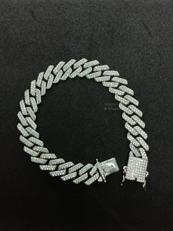 12mm Hip-Hop Style Cuban Chain Bracelet for Men - 925 Sterling Silver • Moissanite Cuban Chain Bracelet for Him • Perfect Birthday Gift •