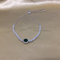 Timeless Teardrop Green Pear Cut Tennis Bracelet 5-10 Inch • Half Bezel Set Pear Cut Tennis Bracelet For Women • Anniversary Gift for Her